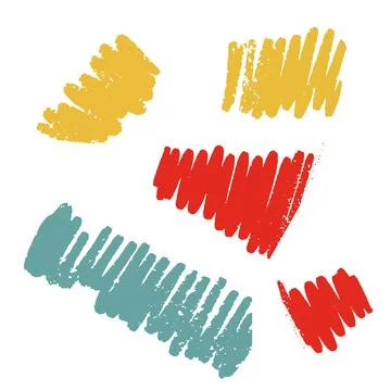 Textured vector crayon stroke set. Grunge chalk texture. Color hatching Stock Illustration