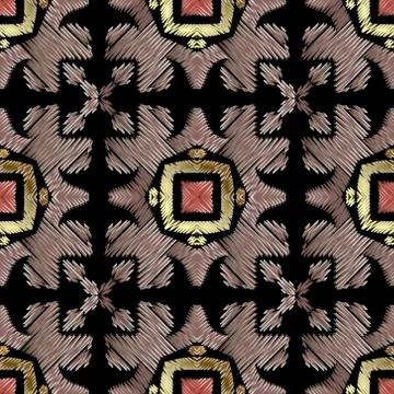 Textured vector seamless pattern. Geometric tapestry background. Repeat grung Illustrazione stock