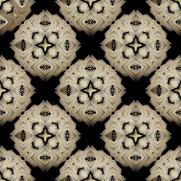 Textured vector seamless pattern. Geometric tapestry background. Repeat grung 스톡 일러스트
