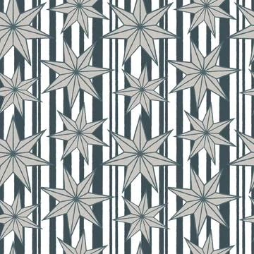Textured vector seamless pattern with geometric star shapes and stripes. Festive Stock Illustration
