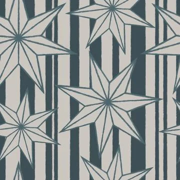 Textured vector seamless pattern with star shapes and vertical stripes. Festive Stock Illustration