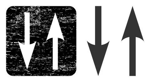 Textured Vertical Exchange Arrows Stencil Stamp Seal Stock Illustration