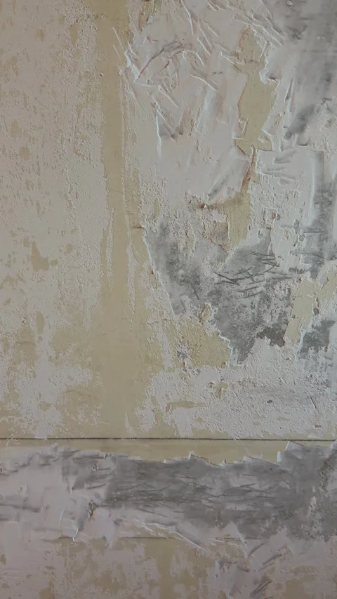 Textured wall background with rough plaster and peeling paint showing signs.. Stock Footage 330397372