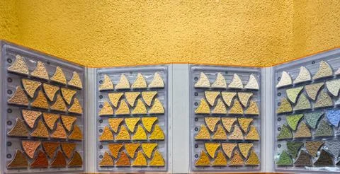 Textured Wall Coating Samples Display Stock Photos