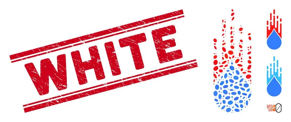 Textured White Line Stamp with Collage Rush Drop Icon Stock Illustration