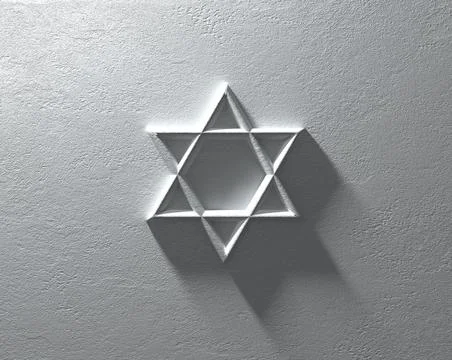 Textured White Stucco Wall 3D Star of David with Long Shadow Иллюстрация