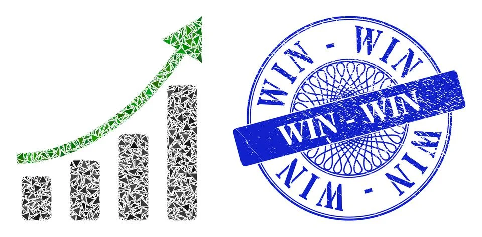 Textured Win - Win Stamp and Triangle Positive Trend Mosaic 库存插图