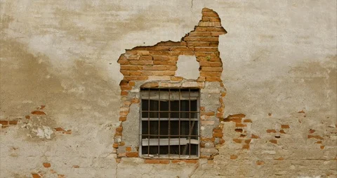 Textured window of the abandoned stable Video stock 108581922