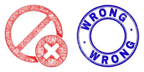 Textured Wrong Stamp Seal and Net Irregular Mesh Wrong Cancel Icon 스톡 일러스트