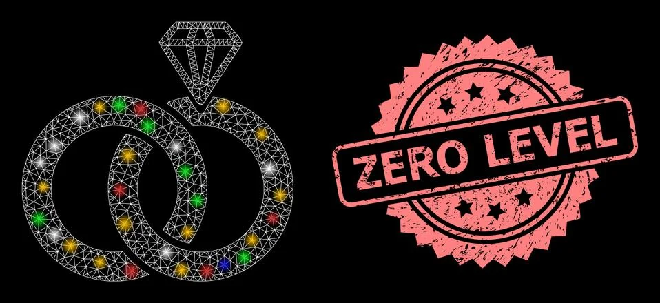 Textured Zero Level Stamp Seal and Net Jewelry Wedding Rings with Glitter Dots Stock Illustration
