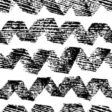 Textured zig zag lines vector seamless pattern. Stock Illustration