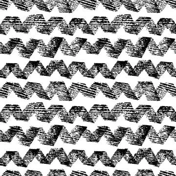 Textured zig zag lines vector seamless pattern. Illustrazione stock