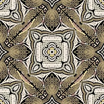 Textured zigzag lines vector seamless pattern. Tribal ethnic style carpet Stock Illustration