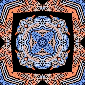 Textured zigzag lines vector seamless pattern. Tribal ethnic style carpet 스톡 일러스트