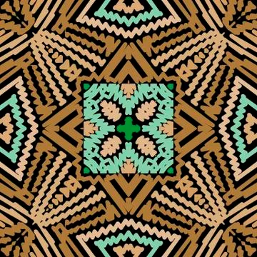 Textured zigzag lines vector seamless pattern. Tribal ethnic style carpet Stock Illustration