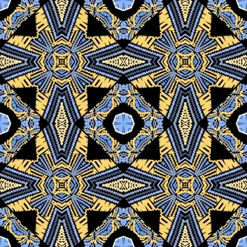 Textured zigzag lines vector seamless pattern. Tribal ethnic style carpet Stock Illustration