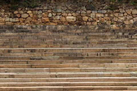 Textures and patterns of ancient temple pond Stock Photos