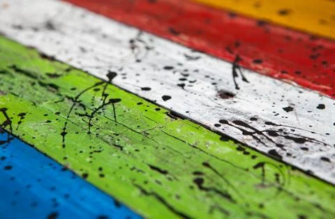 Textures background of brightly colored panels of wooden boards Stock Photos