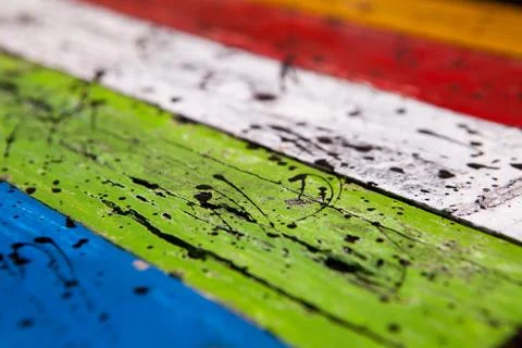 Textures background of brightly colored panels of wooden boards Stock Photos