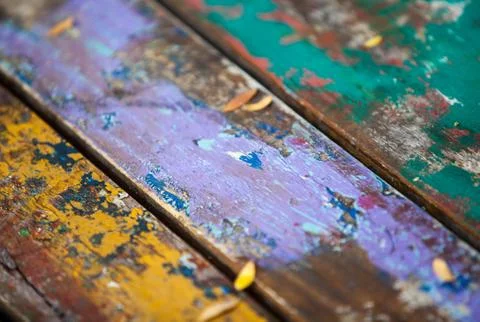 Textures background of brightly colored panels of wooden boards Foto stock