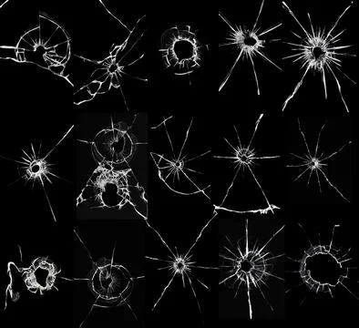 Textures of broken glass. The effect of cracks on the window. Elements for us Stock Photos