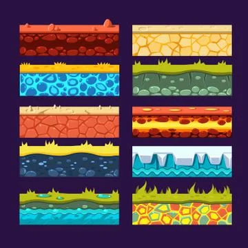 Textures for Games Platform, Set of Vector Stock Illustration