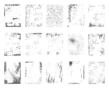 Textures grunge effect. Dirty background set, brush strokes and paint blobs Stock Illustration