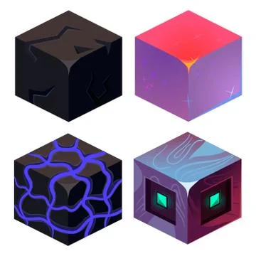 Textures for Platformers Icons Sample Vector Set Stockillustratie