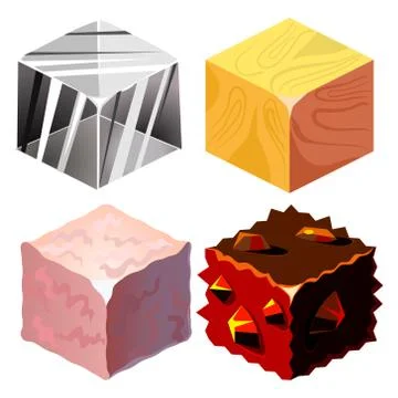 Textures for Platformers Icons Vector Set Stock Illustration
