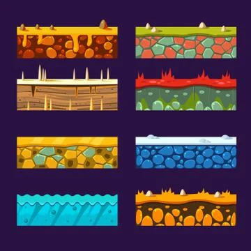 Textures for Platformers, Set of Vector Stock Illustration