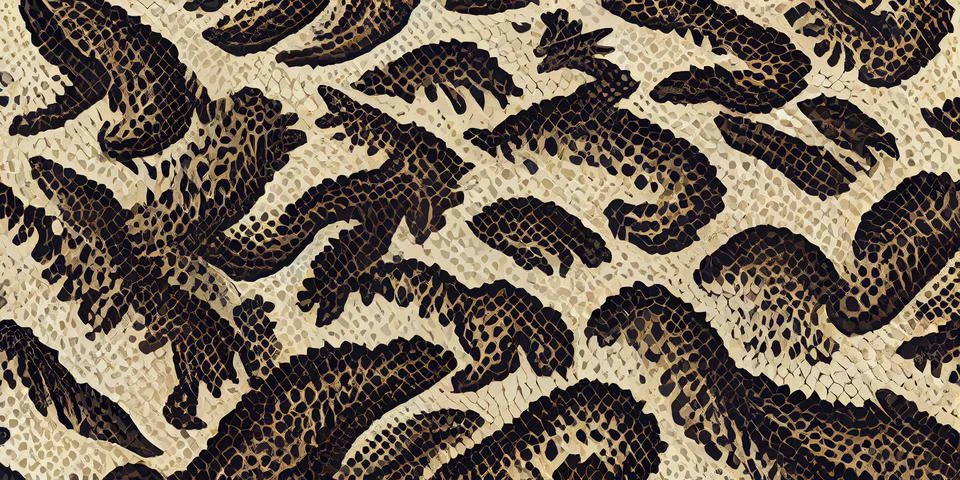 Textures of snake, crocodile or lizard skin. Reptile print background. Stock Illustration