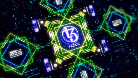 Tezos blockchain platform symbol. Finance and business theme. イラスト素材