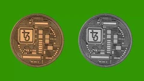 TEZOS coin metal Stock Footage 97142924