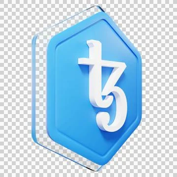 Tezos (XTZ) Badge Crypto Isolated On White Background Blockchain Technology 3D 库存插图