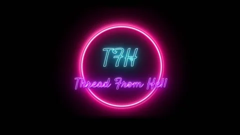 TFH - Thread From Hell Neon pink-blue Fluorescent Text Animation pink frame Stock Footage 235175669
