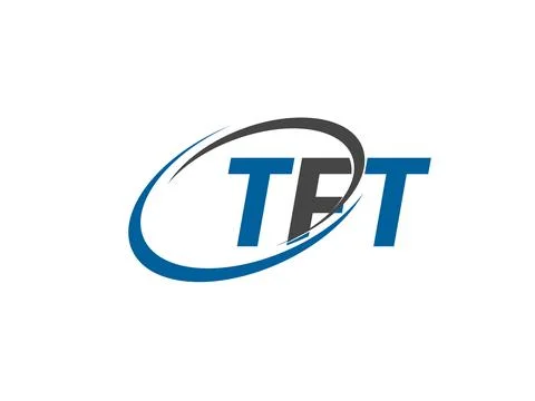 TFT letter creative modern elegant swoosh logo design Stock Illustration