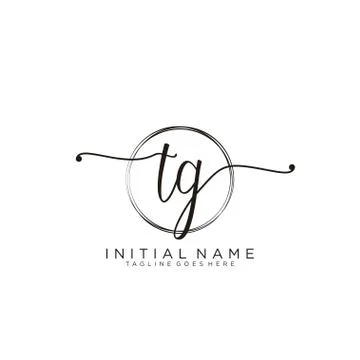 TG Initial handwriting logo with circle template vector Stock Illustration