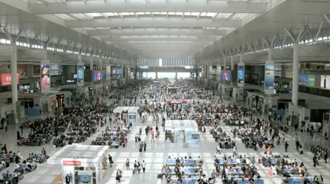 TGV High Speed Rail terminus Shanghai Railway Station China Stock Footage 39307147