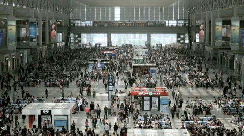 TGV High Speed Rail terminus Shanghai Station China Stock Footage 39308157