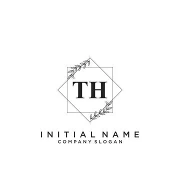 TH Initial handwriting logo design Illustrazione stock