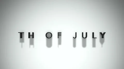Th of july opening title matte black writing atop a white base layer 動画素材 301837682
