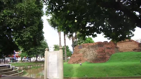 Tha Pae Gate, old city wall in Chiang Mai, Thailand Stock Footage 130707578