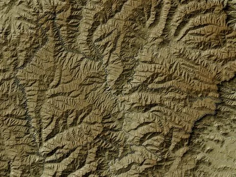 Thaba-Tseka, Lesotho. Elevation map colored in wiki style with lakes and rive Illustrazione stock