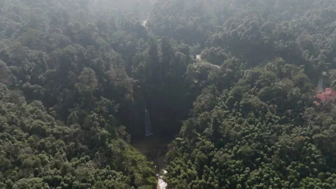 Thác Tiên Waterfall Cinematic Pullback Revealing Full Gorge, Hà Giang Vietnam Stock Footage 334214208