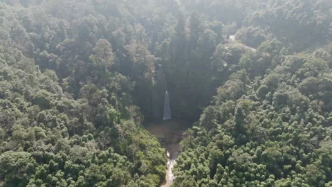 Thác Tiên Waterfall Wide Pullback With River Outlet Through Jungle, Hà Giang Stock Footage 334201986
