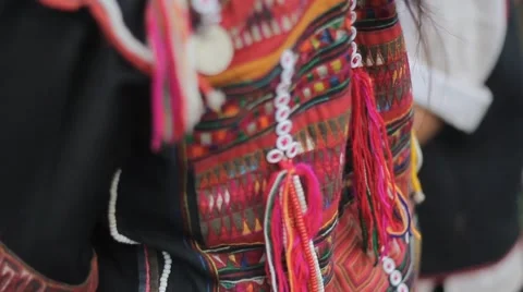 Thai Akha hill tribe people costume detail Video stock 59107142