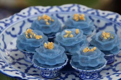Thai ancient appetizer on native dish. Stock Photos