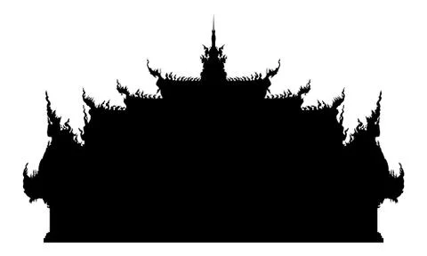 The Thai ancient buddhist temple. Vector silhouette. Stock Illustration