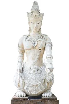 Thai ancient creature statue isolated on white background Stock Photos