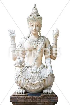 Thai ancient creature statue isolated on white background Stock Photos